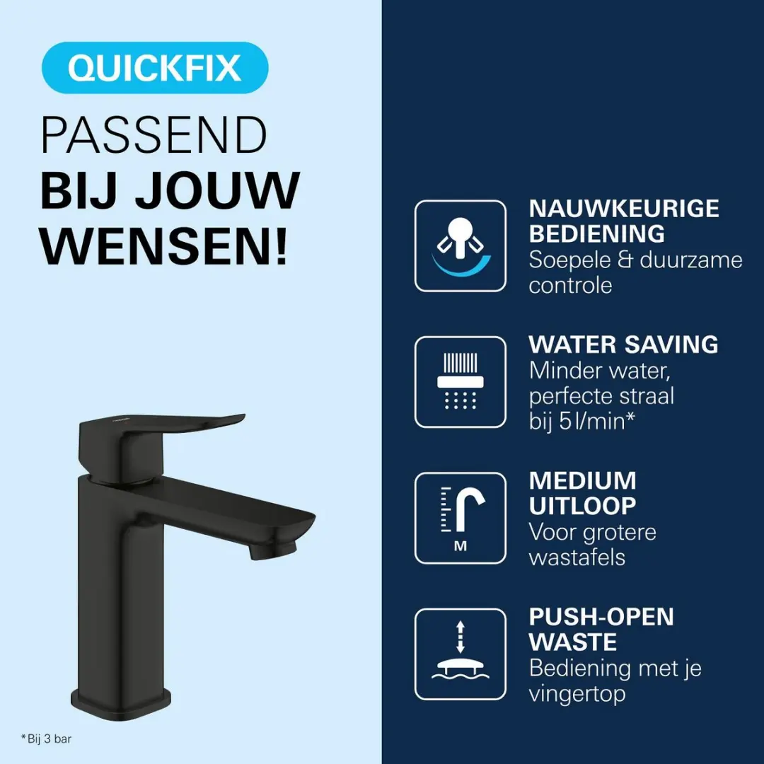 GROHE Dice Wastafelmengkraan 1018332430 - Mat Zwart - afbeelding 4 van 6