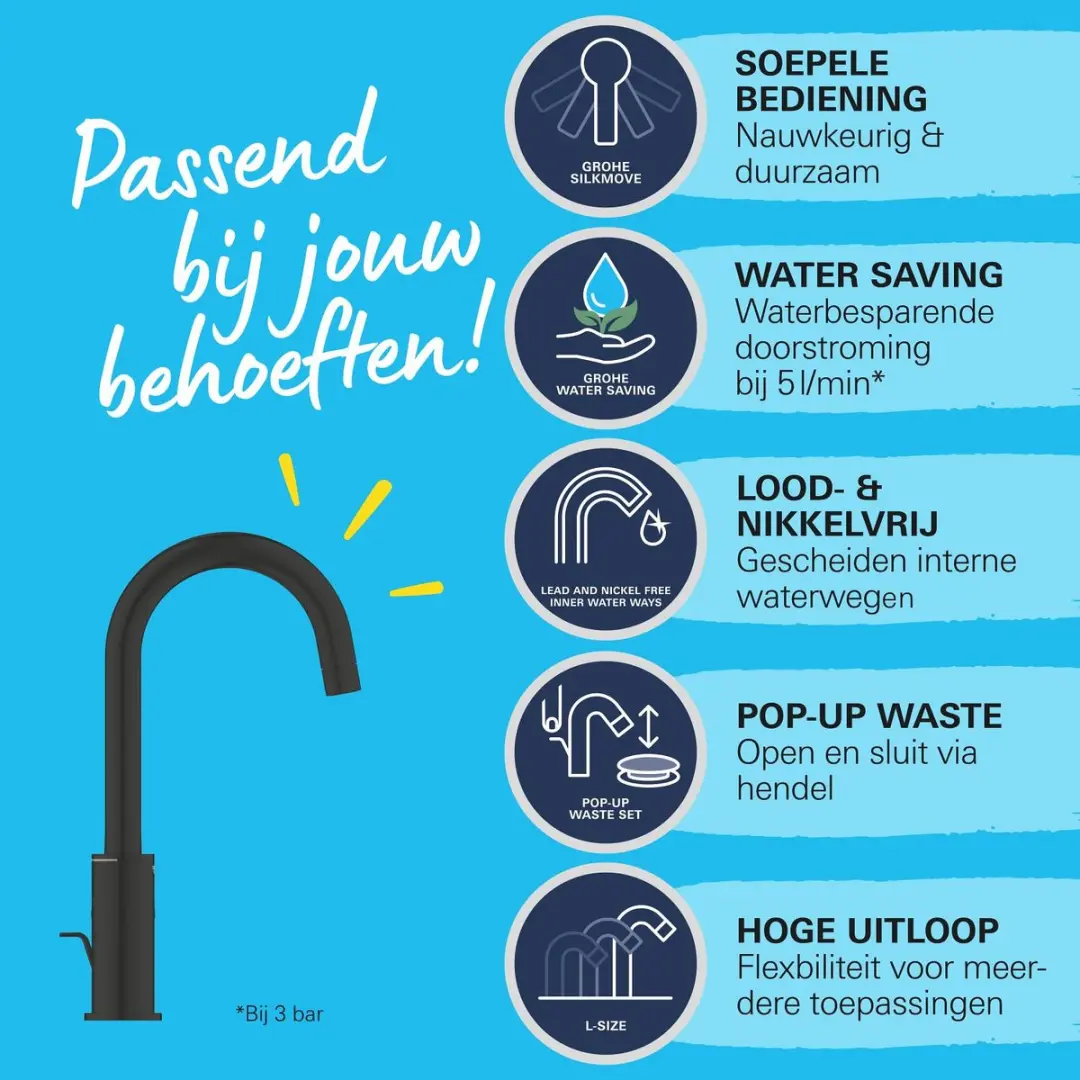 GROHE QuickFix Start 242032432 Wastafelmengkraan - Matte Black - afbeelding 4 van 6