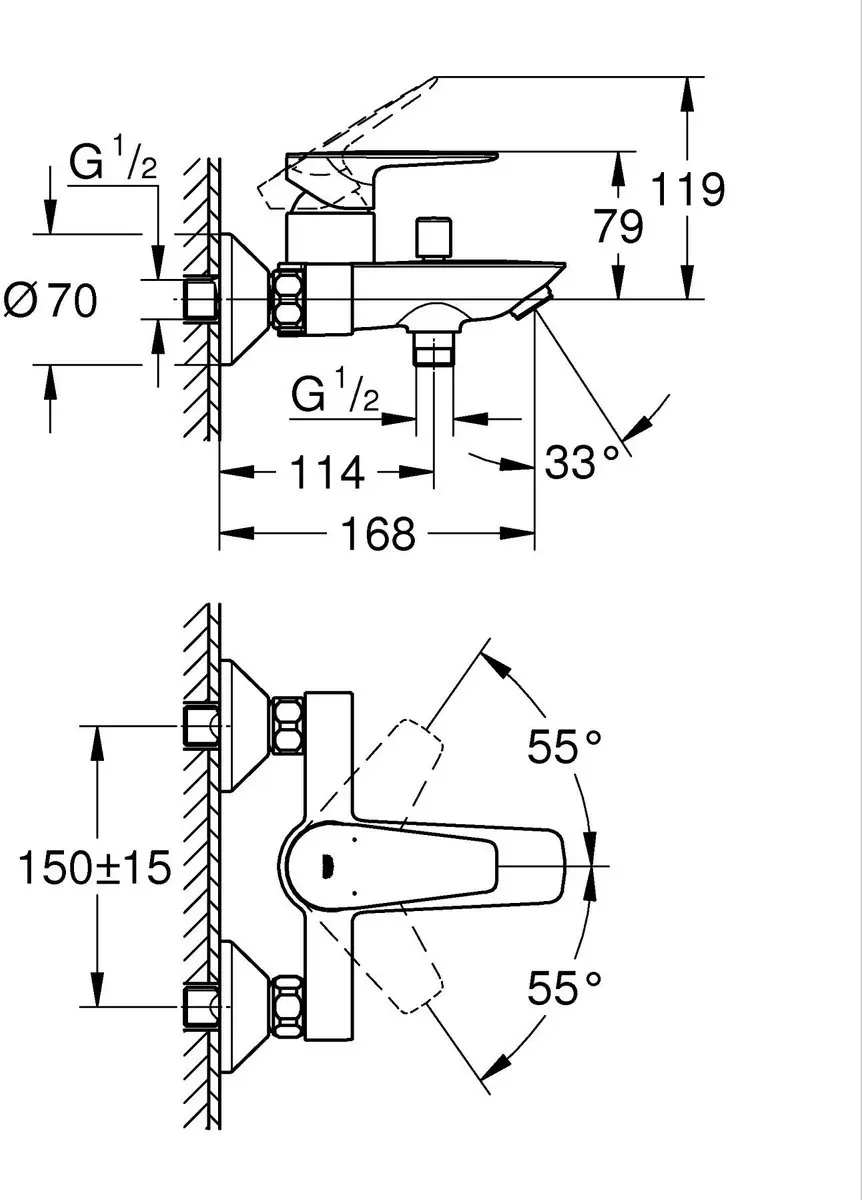 GROHE Start Edge Badmengkraan 241982431 - Mat Zwart - afbeelding 2 van 6