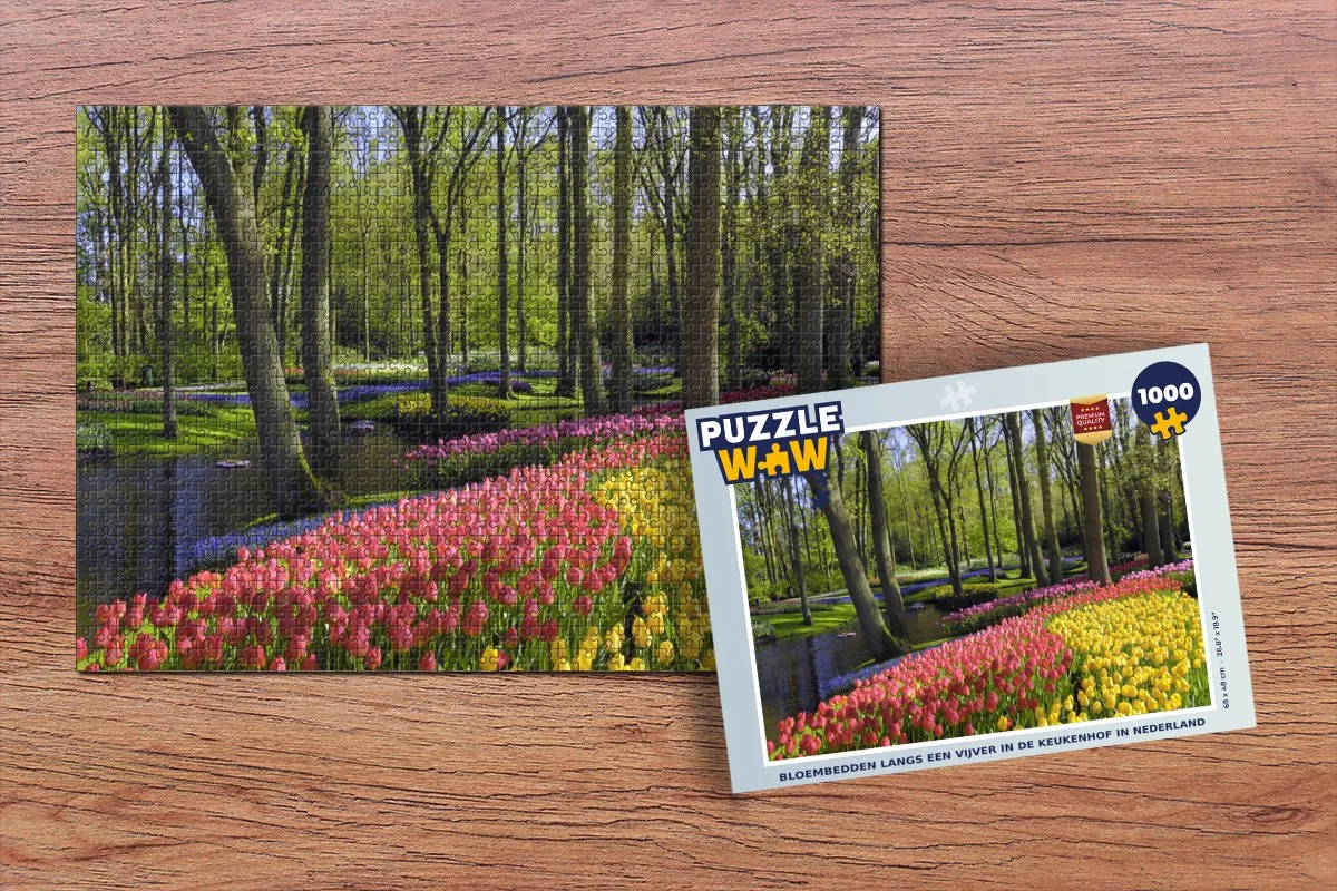 PuzzleWow Legpuzzel Bloembedden Keukenhof 1000 Stuks - Multicolor