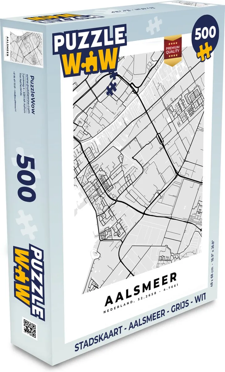 PuzzleWow Stadskaart Aalsmeer Legpuzzel 500 Stuks