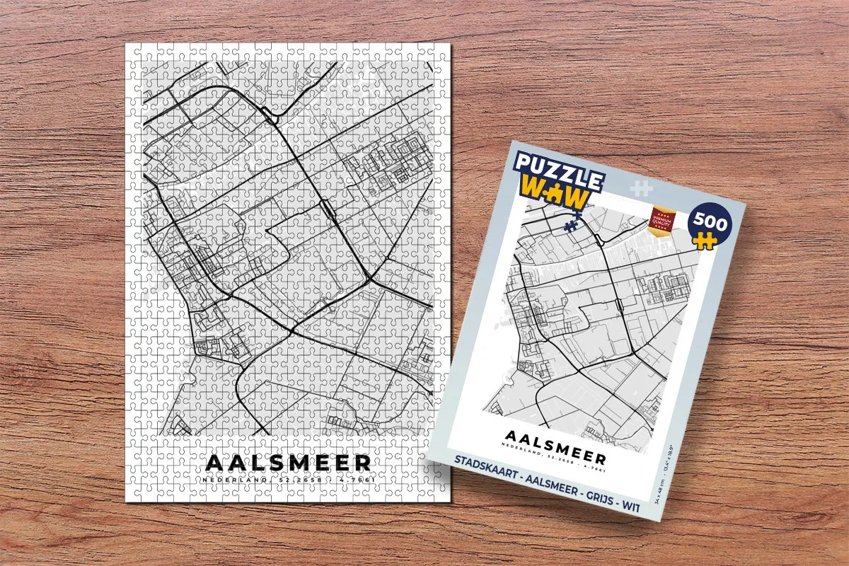 PuzzleWow Stadskaart Aalsmeer Legpuzzel 500 Stuks - Multicolor