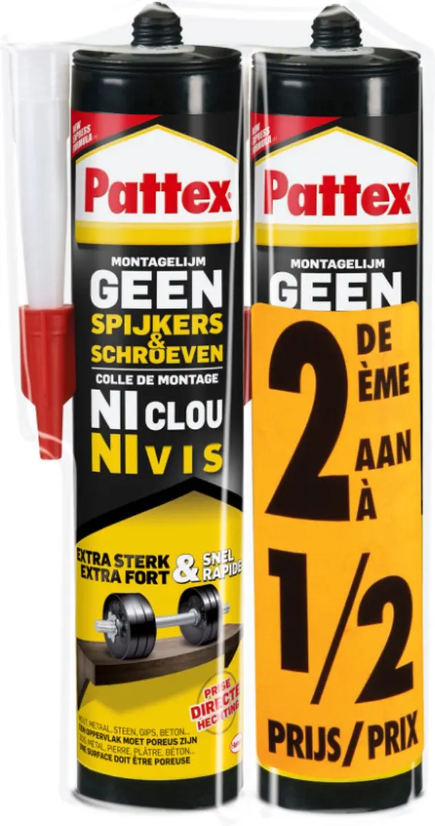 Pattex Geen Spijkers & Schroeven 2 x 400 gr +50%