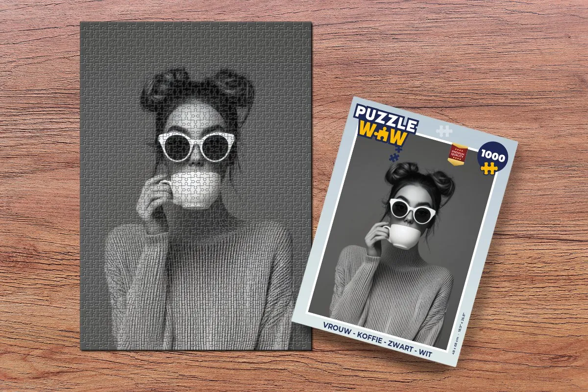 PuzzleWow Legpuzzel Vrouw & Koffie 1000 Stuks - MPN 8721172696830
