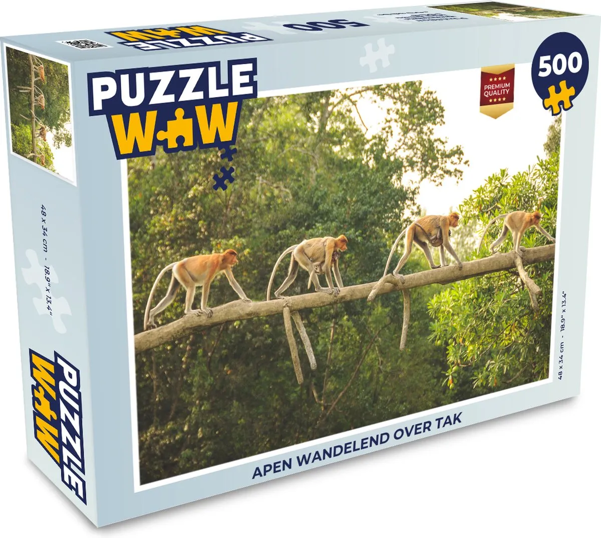 PuzzleWow Legpuzzel Apen wandelend over tak 500 Stuks