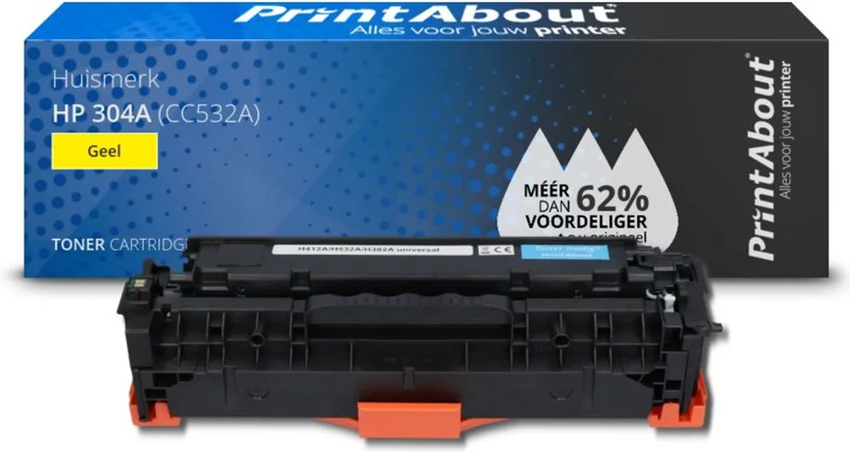 PrintAbout HP 304A CC532A Toner Geel - 13.600 pagina's
