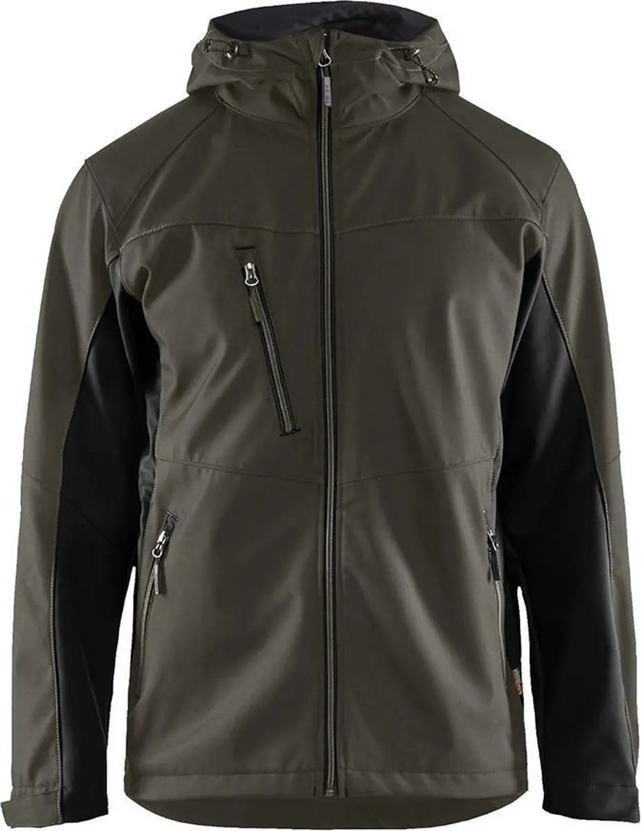 Blaklader Softshell jack met capuchon 4753-2516 - Groen/Zwart - L
