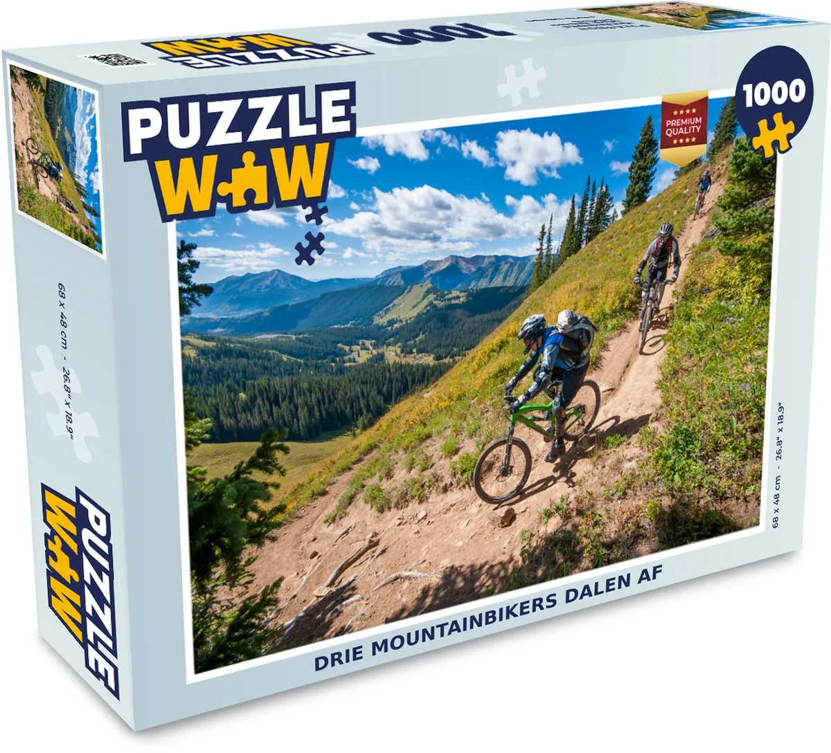 PuzzleWow Legpuzzel Drie Mountainbikers - 1000 Stuks Multicolor