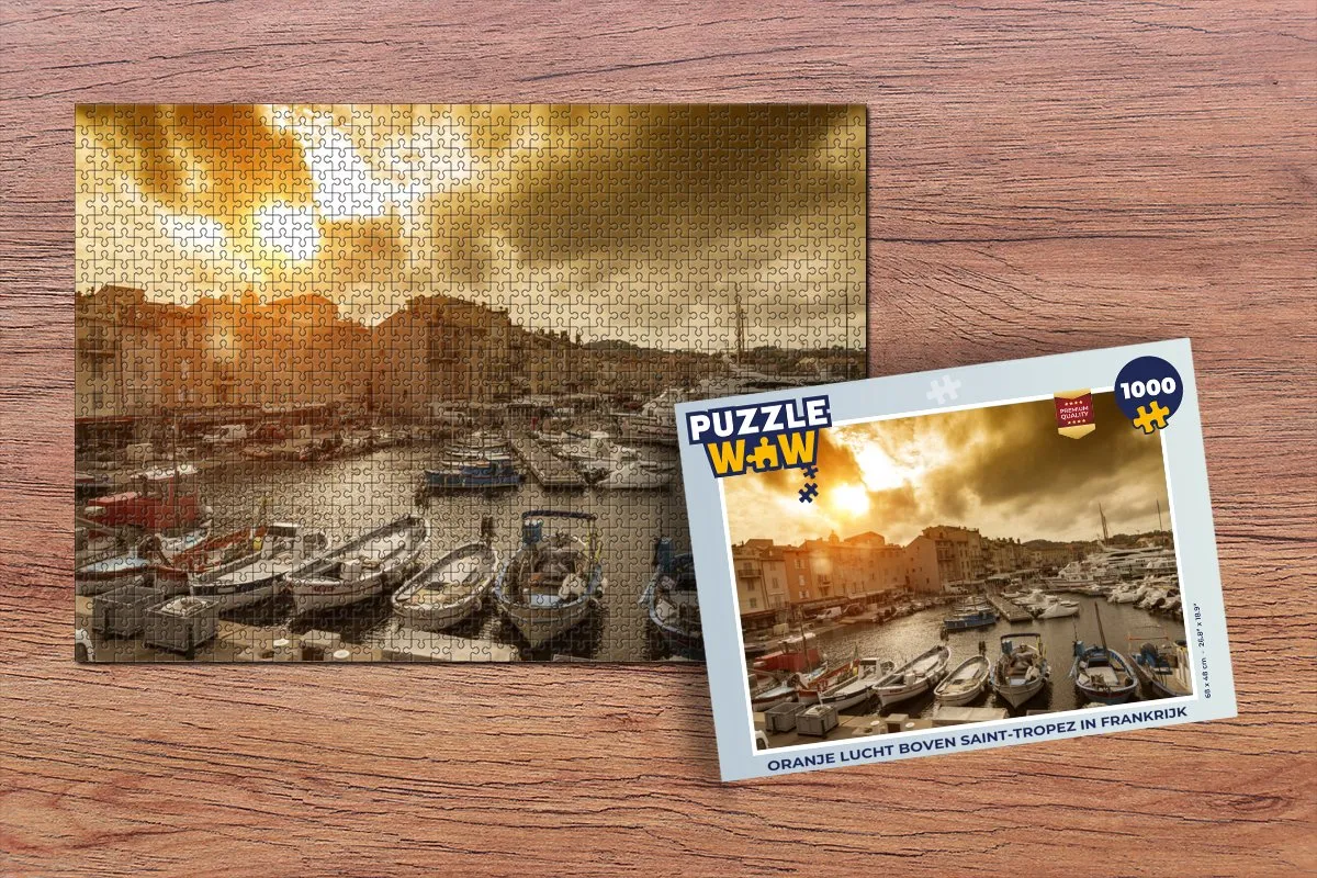 PuzzleWow Legpuzzel Oranje lucht boven Saint-Tropez 1000 Stuks
