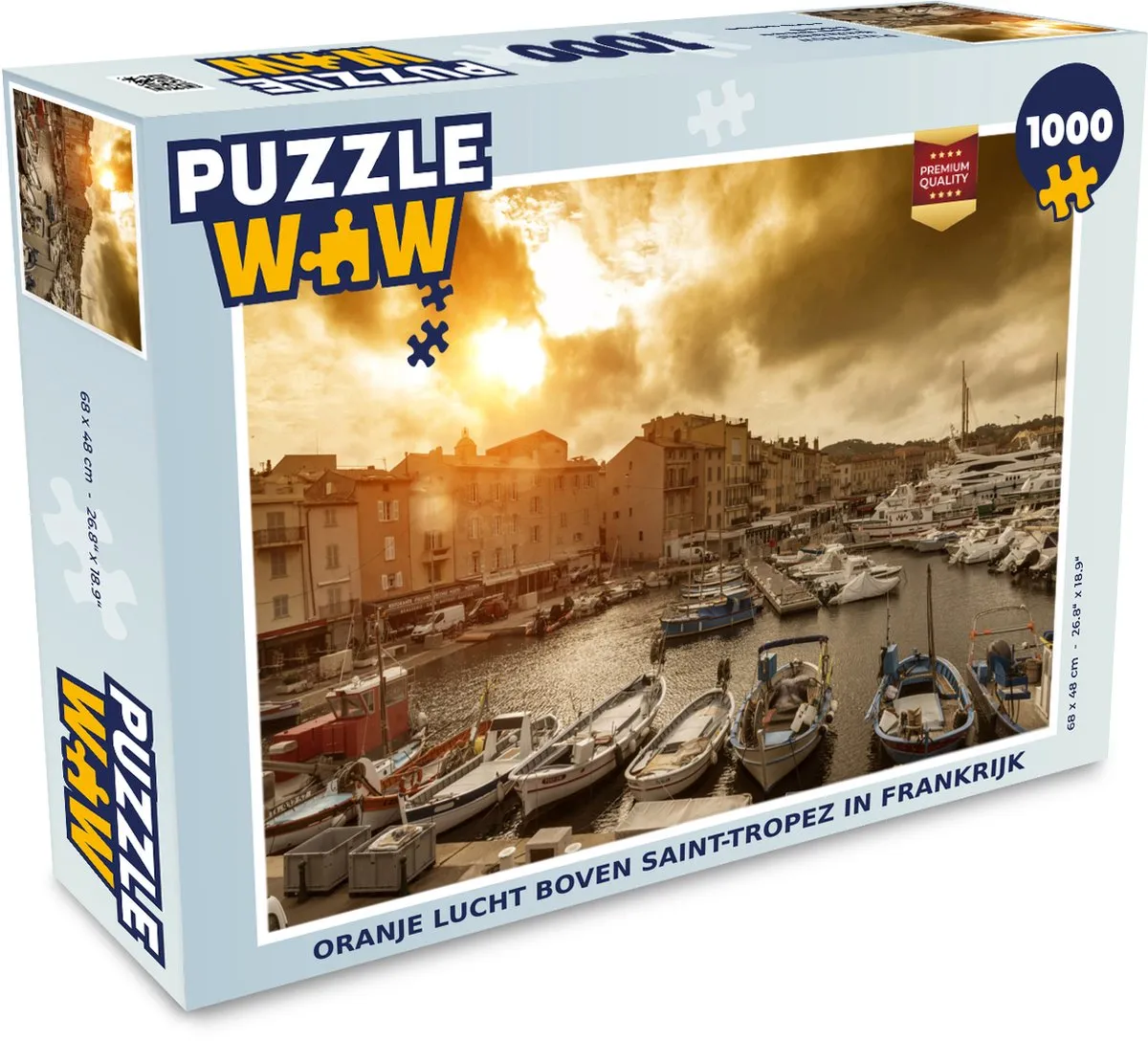 PuzzleWow Legpuzzel Oranje lucht boven Saint-Tropez 1000 Stuks - Multicolor