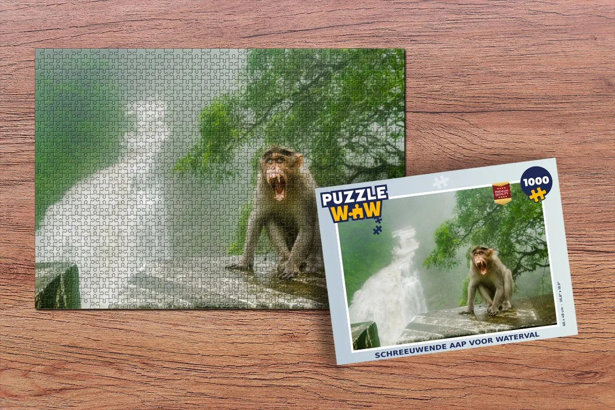 PuzzleWow Schreeuwende Aap Legpuzzel 1000 Stuks - Multicolor
