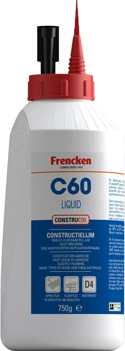 Frencken Konstruktielijm K100 snel KOMO watervast 750ml