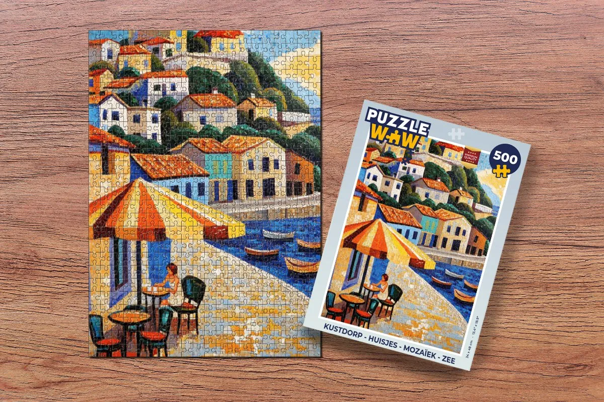 PuzzleWow Kustdorp Mozaïek Legpuzzel 500 Stuks - Zee