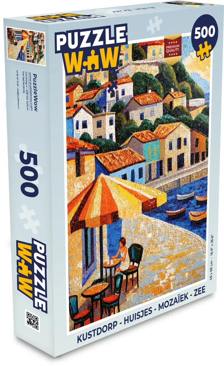 PuzzleWow Kustdorp Mozaïek Legpuzzel 500 Stuks - Zee