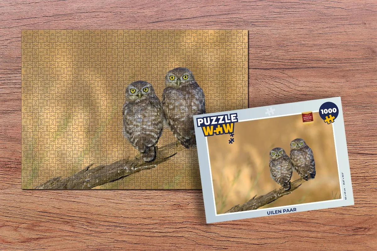 PuzzleWow Uilen Paar Legpuzzel 1000 Stuks - Multicolor