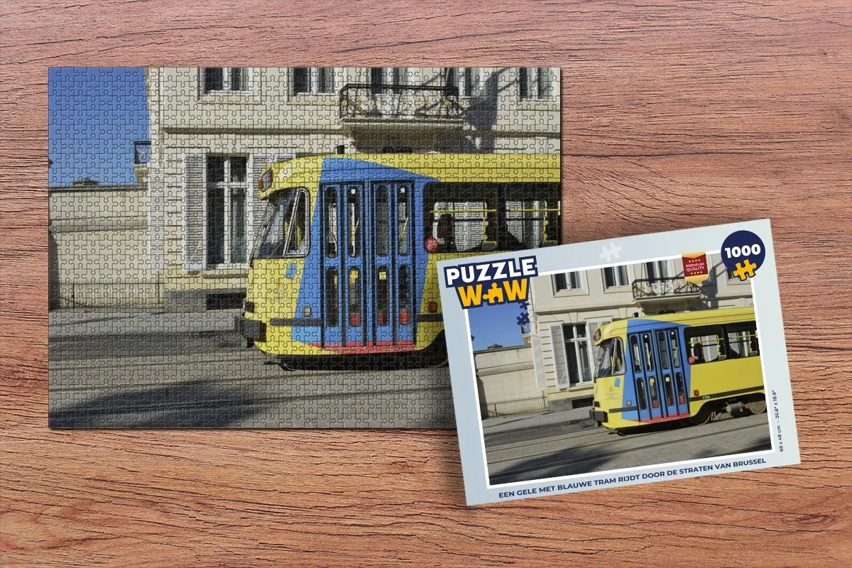 PuzzleWow Legpuzzel Brussel Tram 1000 Stuks - Multicolor