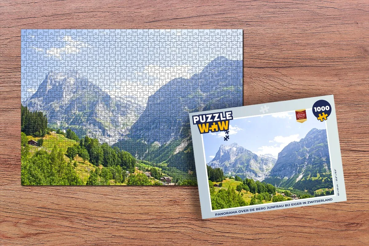 PuzzleWow Legpuzzel 1000 Stuks - Puzzel Panorama Junfrau/Eiger Zwitserland - Multicolor