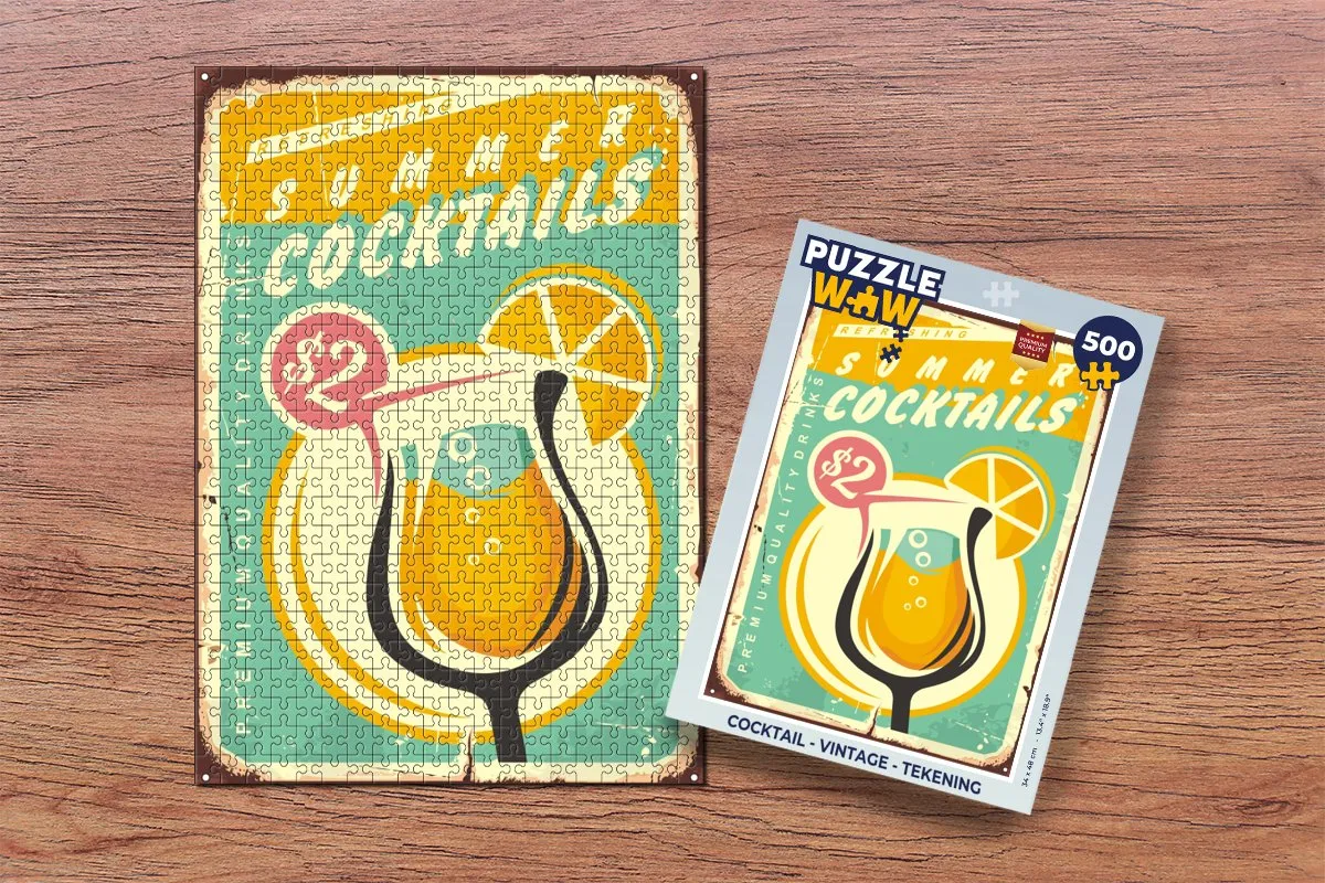PuzzleWow Cocktail Vintage Legpuzzel 500 Stuks - Multicolor
