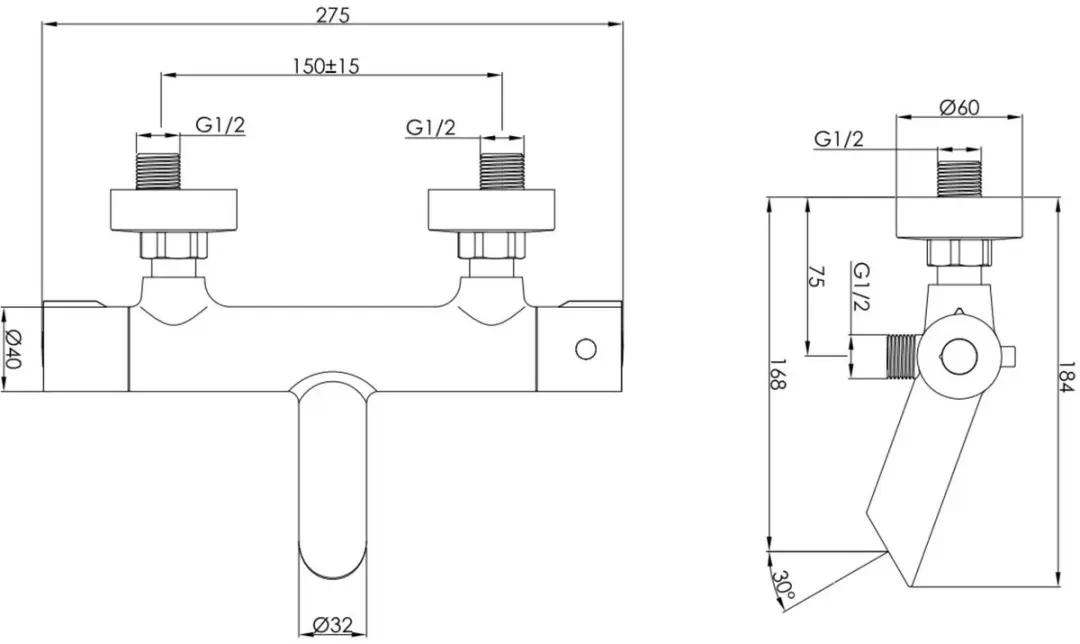 Saqu Eurotrend Thermostatische Badkraan Geborsteld Koper - afbeelding 5 van 6