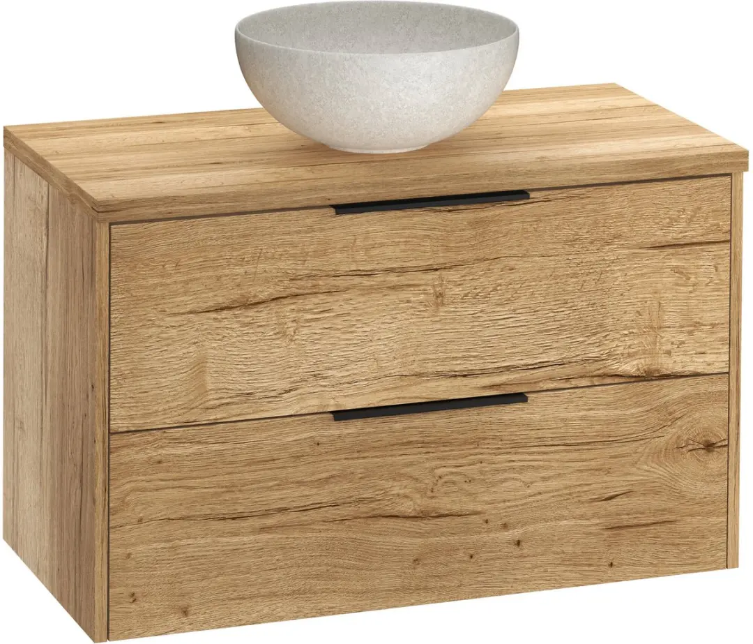 Saqu Lima Badmeubel 100x51x62cm Eiken Marcato - Mat Zwarte Greep - afbeelding 4 van 6
