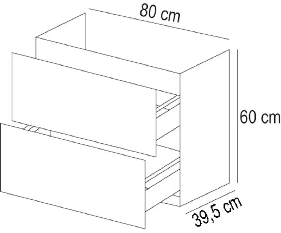 Saqu Lima Ondiep Badmeubel 80x40x64cm - Noten Urban Messing Greep - afbeelding 5 van 6