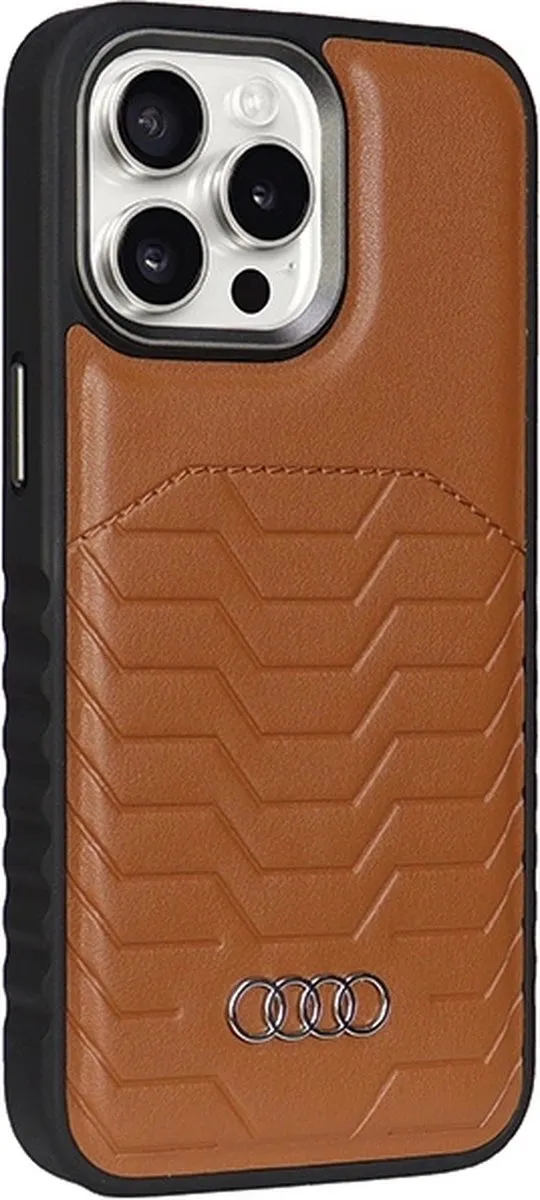Audi Synthetic Leather MagSafe iPhone 14 Pro Max Hoes - Bruin - afbeelding 6 van 6