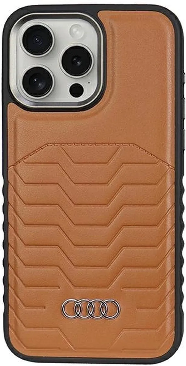 Audi Synthetic Leather MagSafe iPhone 14 Pro Max Hoes - Bruin - afbeelding 4 van 6