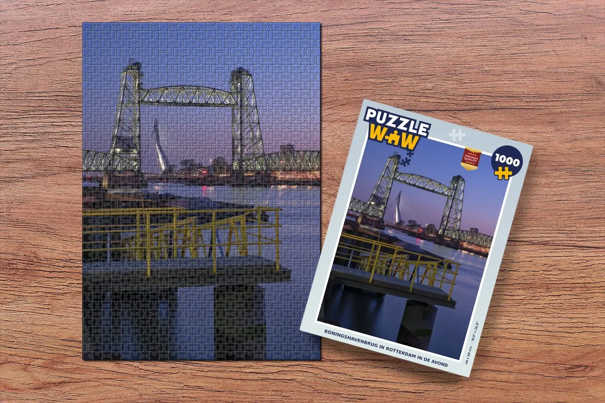 PuzzleWow Rotterdam Brug Trein Legpuzzel 1000 Stuks - Multicolor