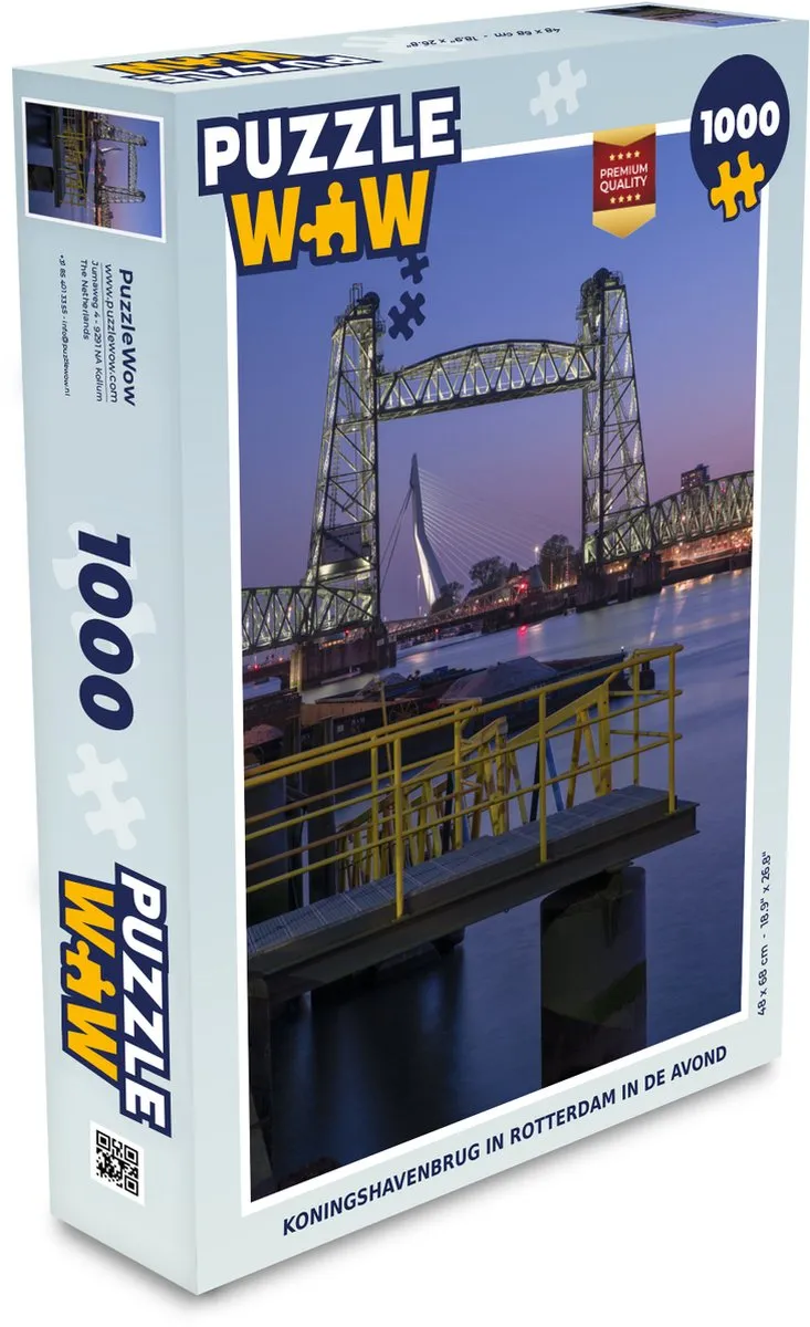 PuzzleWow Rotterdam Brug Trein Legpuzzel 1000 Stuks - Multicolor