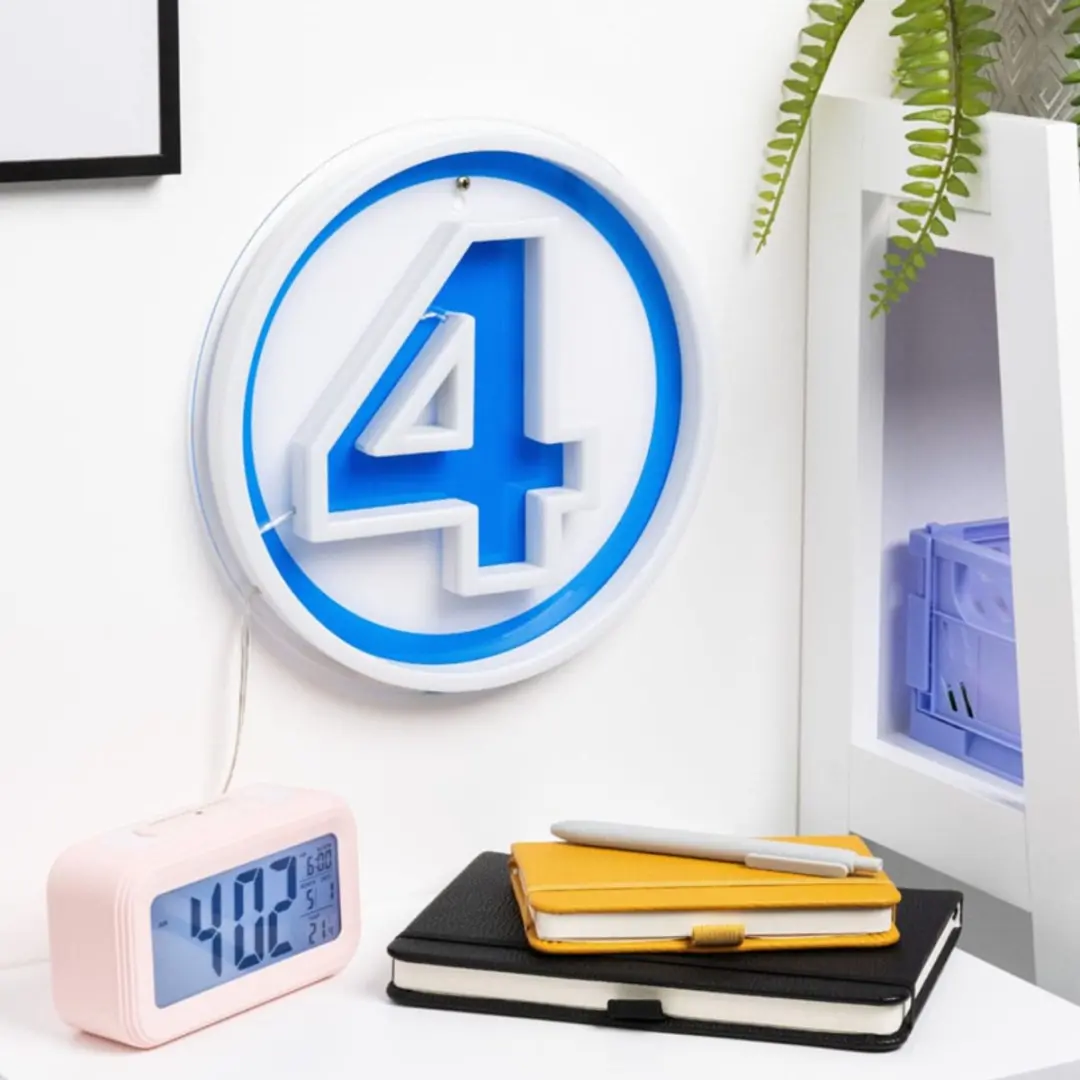 Paladone Fantastic Four Neon Wandlamp - Blauw/Wit - afbeelding 5 van 6