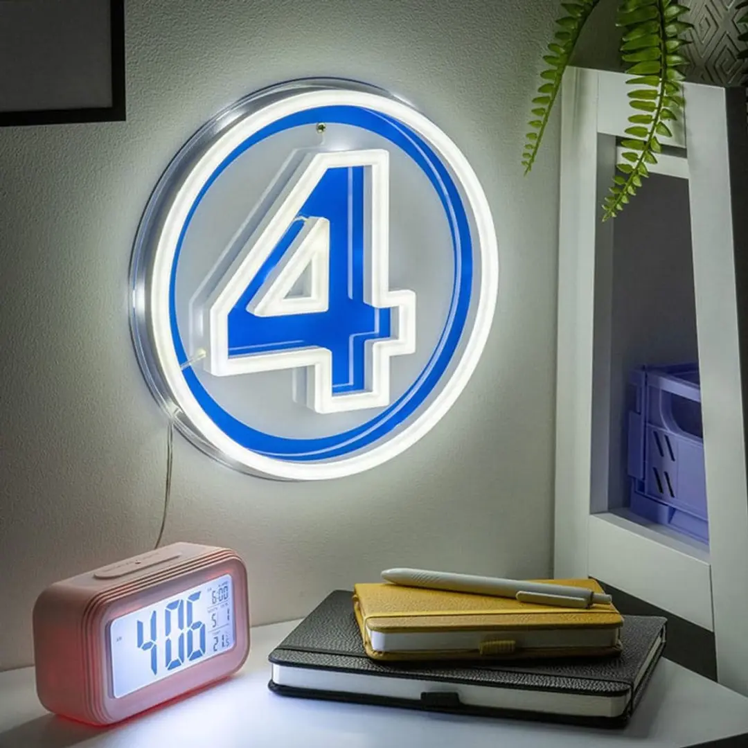 Paladone Fantastic Four Neon Wandlamp - Blauw/Wit - afbeelding 4 van 6