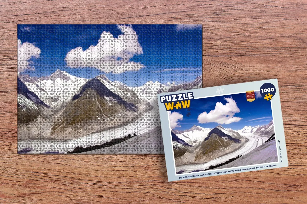 PuzzleWow Legpuzzel De Besneeuwde Aletschgletsjer 1000 Stuks - Multicolor