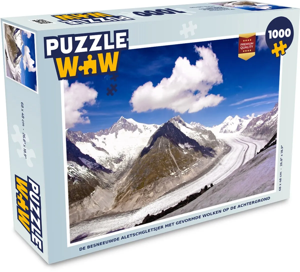 PuzzleWow Legpuzzel De Besneeuwde Aletschgletsjer 1000 Stuks - Multicolor
