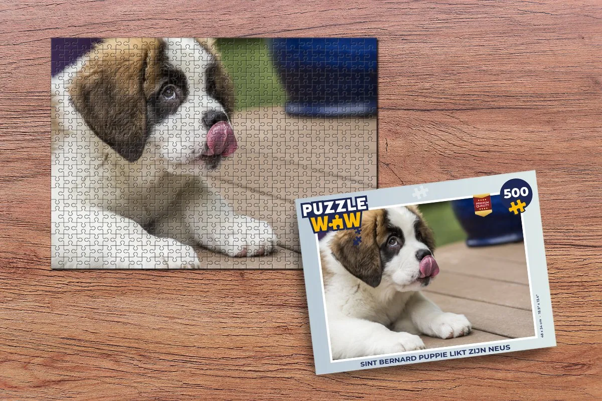 PuzzleWow Sint Bernard Puppie Legpuzzel 500 Stuks - Multicolor