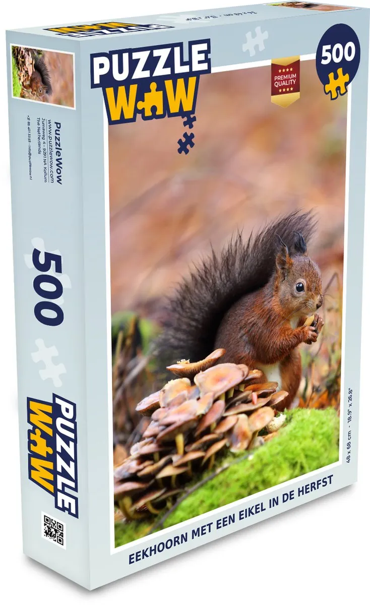 PuzzleWow Legpuzzel Eekhoorn met Eikel 500 Stuks