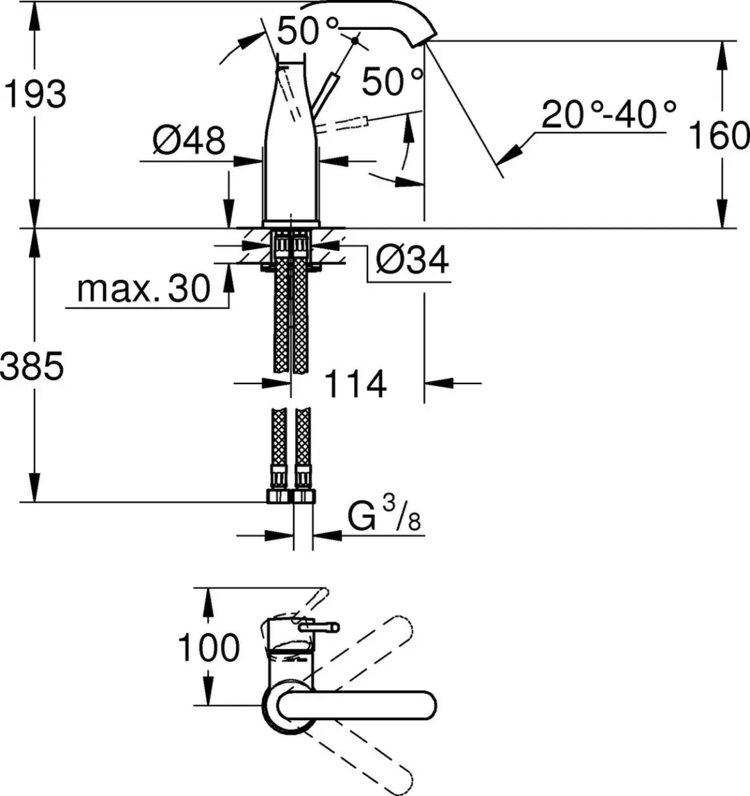 GROHE Essence 23463001 Wastafelkraan - Chroom - afbeelding 3 van 6