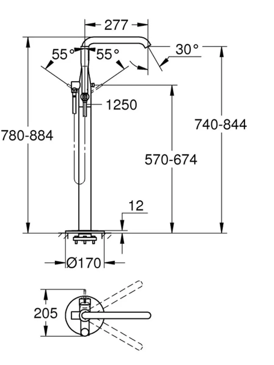 GROHE Essence 23491001 Badkraan - Vrijstaand - Chroom - afbeelding 5 van 6
