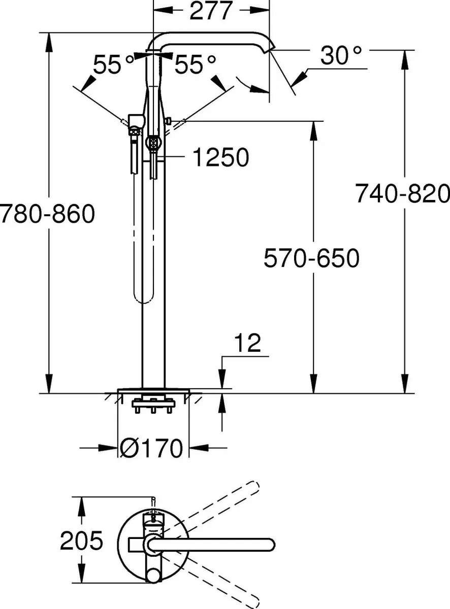 GROHE Essence 23491001 Badkraan - Vrijstaand - Chroom - afbeelding 2 van 6