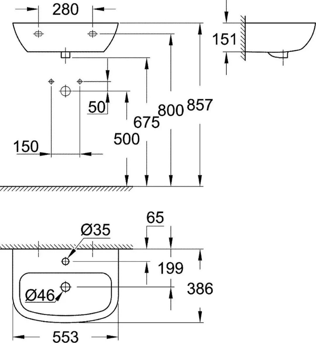 Grohe Bau Wastafel 55x39cm - Wit - afbeelding 3 van 5