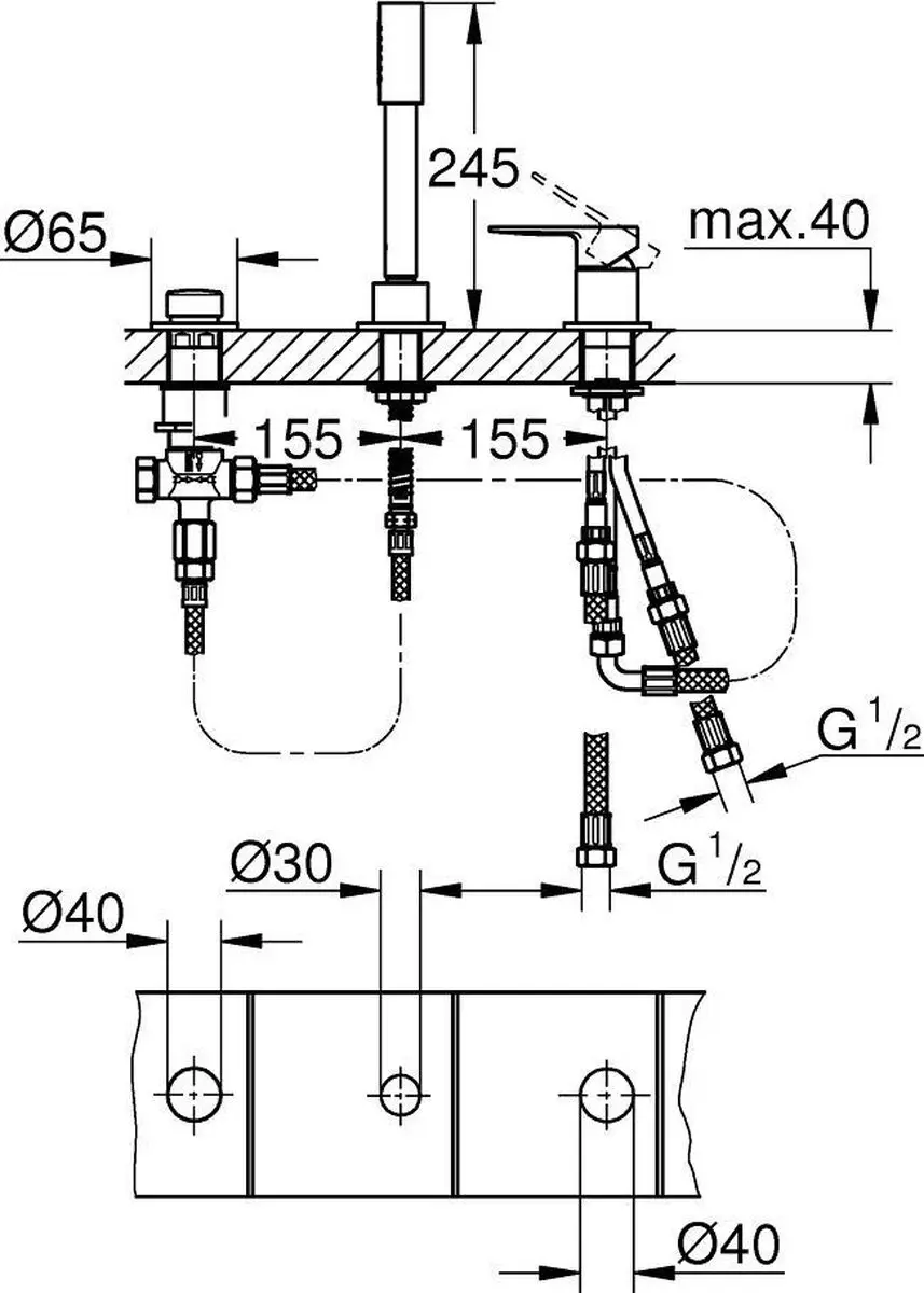 Grohe Linaere Badkraan Opbouwdeel 19965001 - Chroom - afbeelding 3 van 3