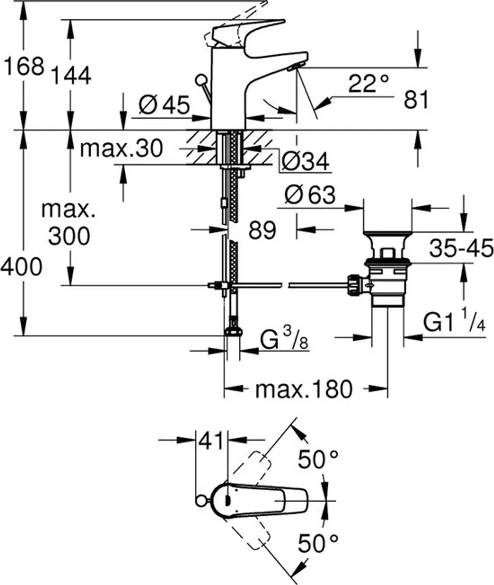 GROHE Start Flow 23809000 Wastafelmengkraan - Chroom - afbeelding 2 van 6