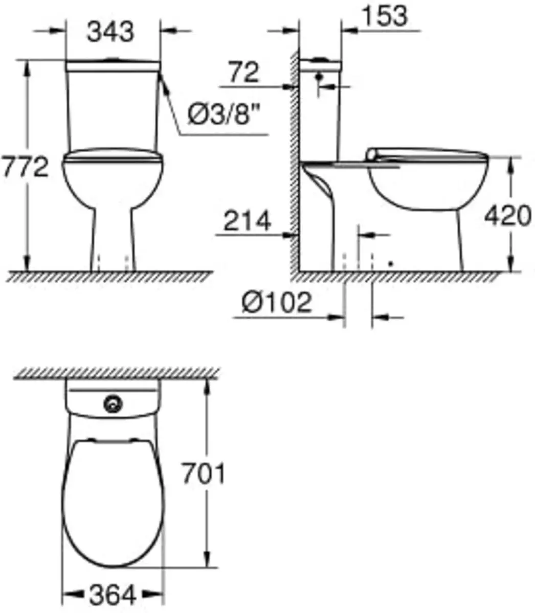 Grohe Bau Toilet Staand Wit 39346000 - afbeelding 5 van 6