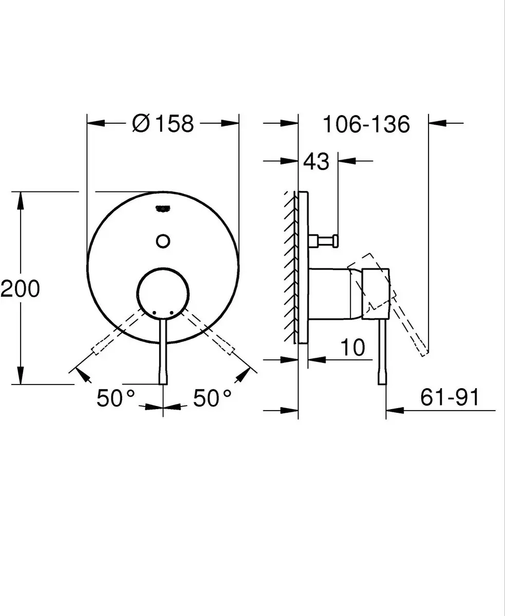Grohe Essence ESSENCE FMS f Rapido SB 24058GN1 Douchekraan - Mat Goud - afbeelding 2 van 6