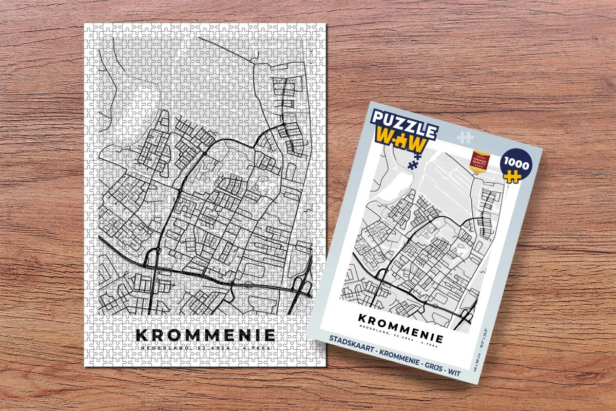 PuzzleWow Stadskaart Krommenie Legpuzzel 1000 Stuks - Multicolor