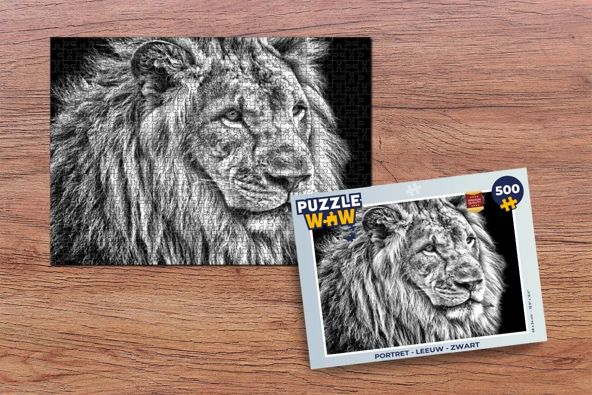 PuzzleWow Portret Leeuw Legpuzzel 500 Stuks - Multicolor