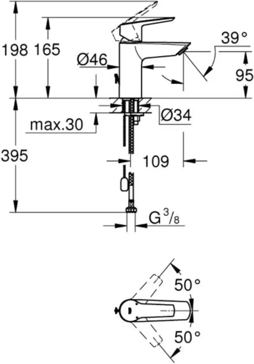 Grohe Start Wastafelkraan 32277002 - Chroom - afbeelding 3 van 6