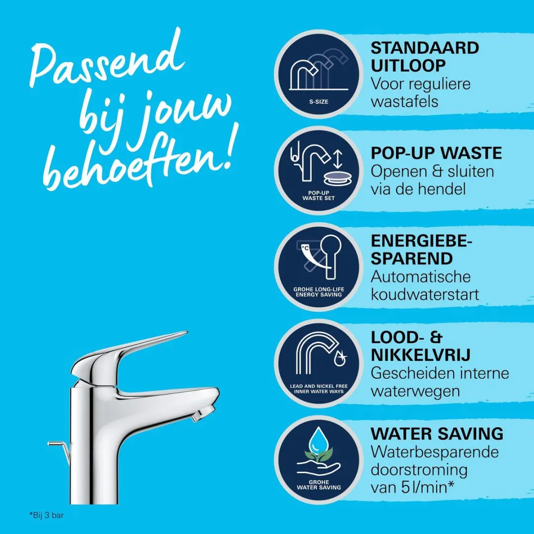 GROHE QuickFix Swift S-Size Eengreepsmengkraan - Chroom - afbeelding 4 van 6