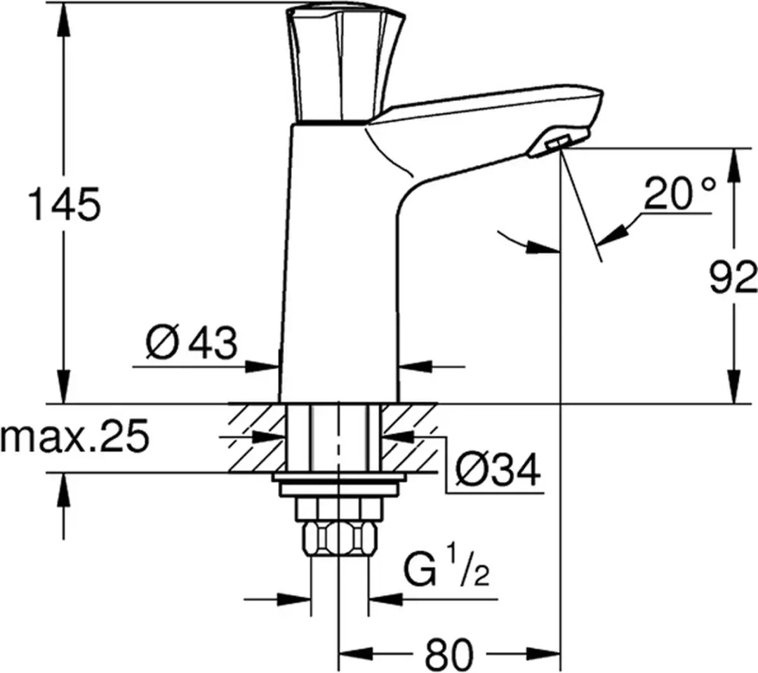 GROHE Costa L Fonteinkraan Hoog 20186001 - Chroom - afbeelding 3 van 4