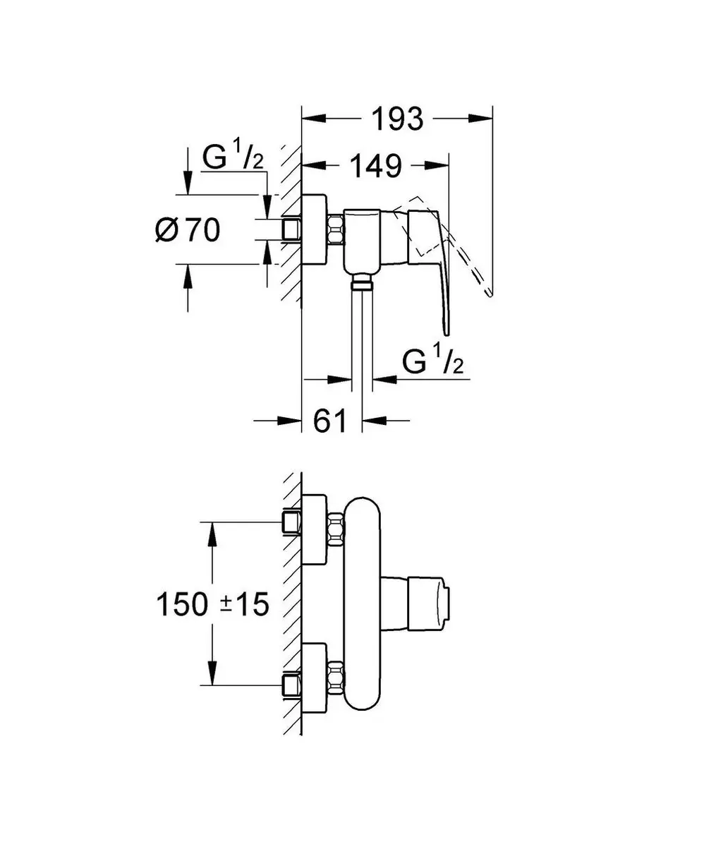 Grohe Eurostyle Cosmopolitan Douchemengkraan - Chroom - afbeelding 4 van 6
