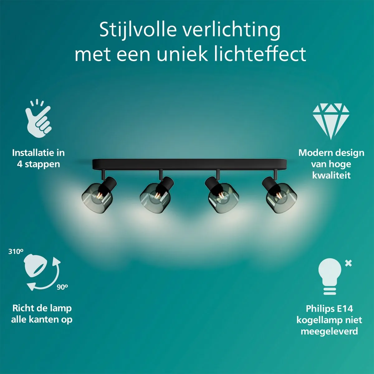 Philips Sleet Spot Plafondspot 2x25W - Zwart